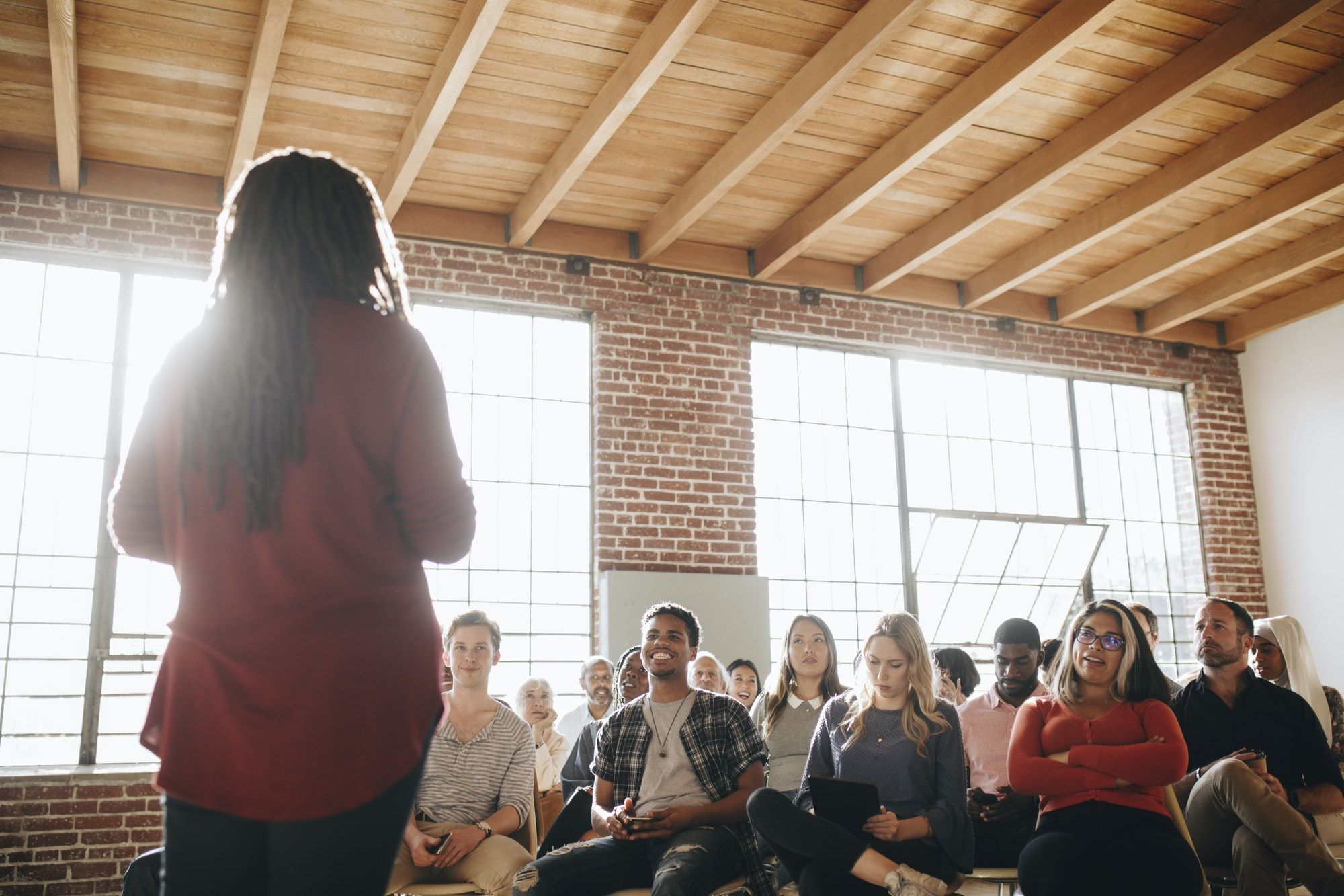 Woman giving a lecture